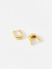 Oliver Bonas Gold Tone Una Etched Oval Hoop Earrings - Image 2 of 4