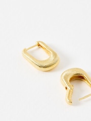 Oliver Bonas Gold Tone Una Etched Oval Hoop Earrings - Image 3 of 4