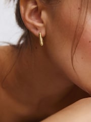 Oliver Bonas Gold Tone Una Etched Oval Hoop Earrings - Image 4 of 4
