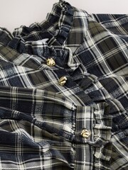 Green/Blue Check Ruffle Neck Long Sleeve Blouse - Image 8 of 8