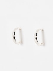 Oliver Bonas Silver Tone Daya Feather Texture Hoop Earrings - Image 2 of 5