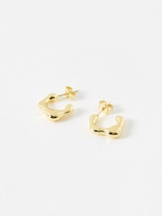 Oliver Bonas Gold Tone Angela  Shape Square Hoop Earrings - Image 2 of 5