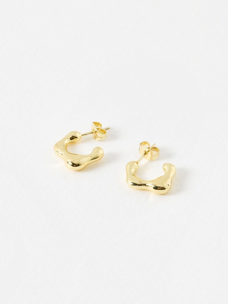 Oliver Bonas Gold Tone Angela Shape Square Hoop Earrings - Image 2 of 5 Oliver Bonas Gold Tone Angela Shape Square Hoop Earrings - Image 2 of 5
