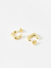 Oliver Bonas Gold Tone Angela  Shape Square Hoop Earrings - Image 3 of 5