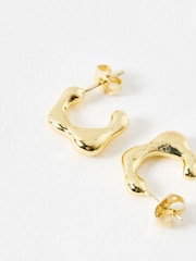 Oliver Bonas Gold Tone Angela  Shape Square Hoop Earrings - Image 4 of 5