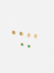 Oliver Bonas Gold Tone Asha Onyx Engraved Stud Earrings - Image 2 of 5