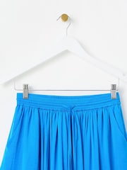 Oliver Bonas Blue Pleated Hammered Satin Midi Skirt - Image 7 of 9