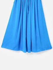 Oliver Bonas Blue Pleated Hammered Satin Midi Skirt - Image 9 of 9