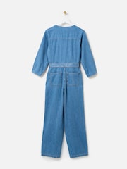 Oliver Bonas Blue Striped Zip Up 100% Cotton Jumpsuit - Image 5 of 8