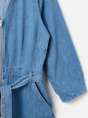 Oliver Bonas Blue Striped Zip Up 100% Cotton Jumpsuit - Image 8 of 8