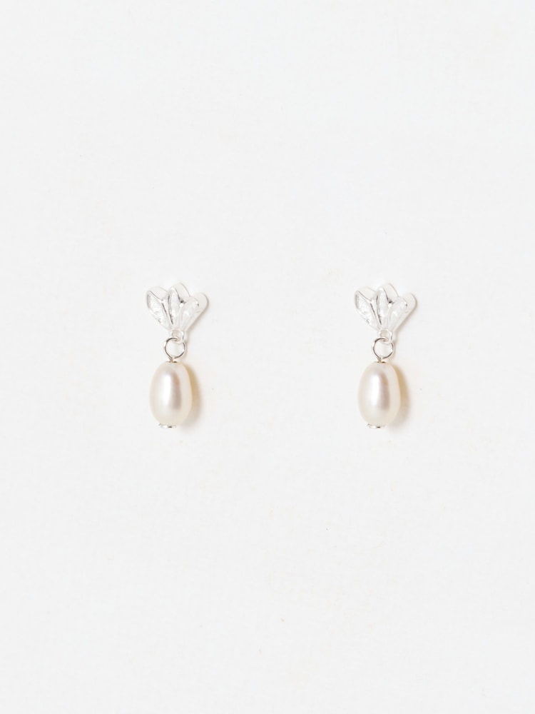Oliver Bonas Silver Tone Chiara Eyelash Detail Pearl Earrings - Image 2 of 4 Oliver Bonas Silver Tone Chiara Eyelash Detail Pearl Earrings - Image 2 of 4