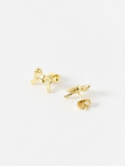 Oliver Bonas Gold Tone Bria Rope Texture Bow Stud Earrings - Image 3 of 5