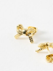 Oliver Bonas Gold Tone Bria Rope Texture Bow Stud Earrings - Image 4 of 5