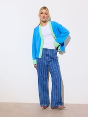 Oliver Bonas Blue Trim Knitted Cardigan - Image 1 of 8