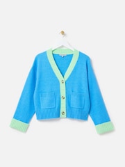 Oliver Bonas Blue Trim Knitted Cardigan - Image 4 of 8