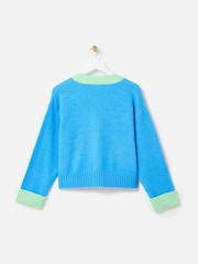 Oliver Bonas Blue Trim Knitted Cardigan - Image 5 of 8