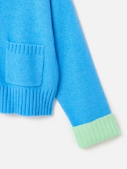 Oliver Bonas Blue Trim Knitted Cardigan - Image 6 of 8