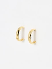 Oliver Bonas Gold Tone Daya Feather Texture Hoop Earrings - Image 1 of 5