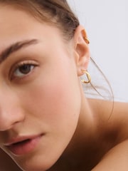 Oliver Bonas Gold Tone Daya Feather Texture Hoop Earrings - Image 5 of 5