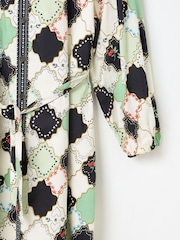 Oliver Bonas Black Pastel Geometric Patched Mini 100% Cotton Shirt Dress - Image 5 of 5