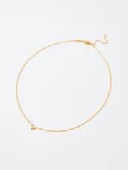 Oliver Bonas Gold Tone Paloma Mini Bow Necklace - Image 1 of 4