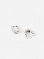 Oliver Bonas Silver Tone Una Etched Oval Hoop Earrings - Image 2 of 4