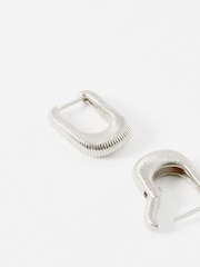 Oliver Bonas Silver Tone Una Etched Oval Hoop Earrings - Image 3 of 4