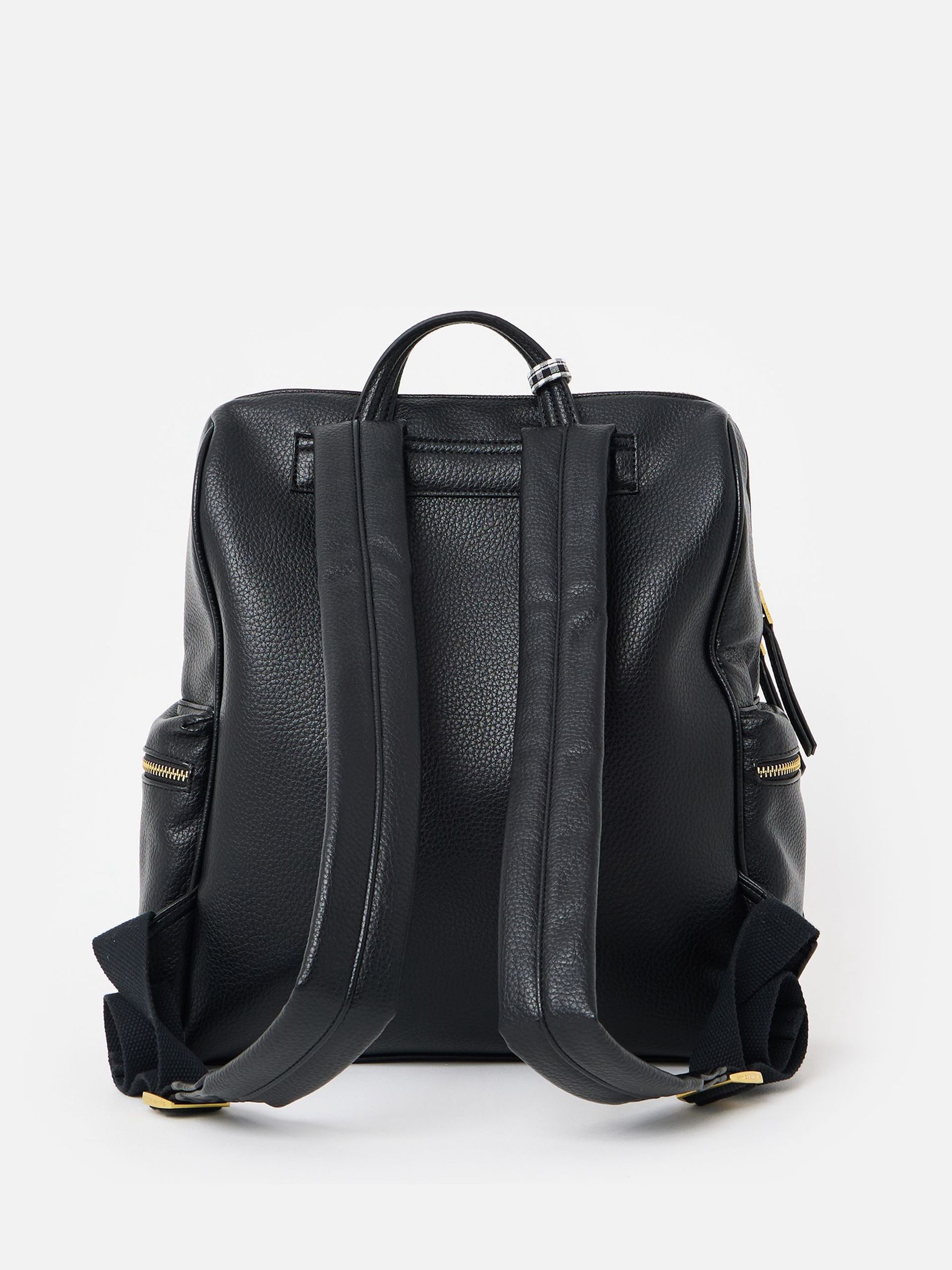 Buy Oliver Bonas Black Imalie Curved Top Gingham Backpack from the