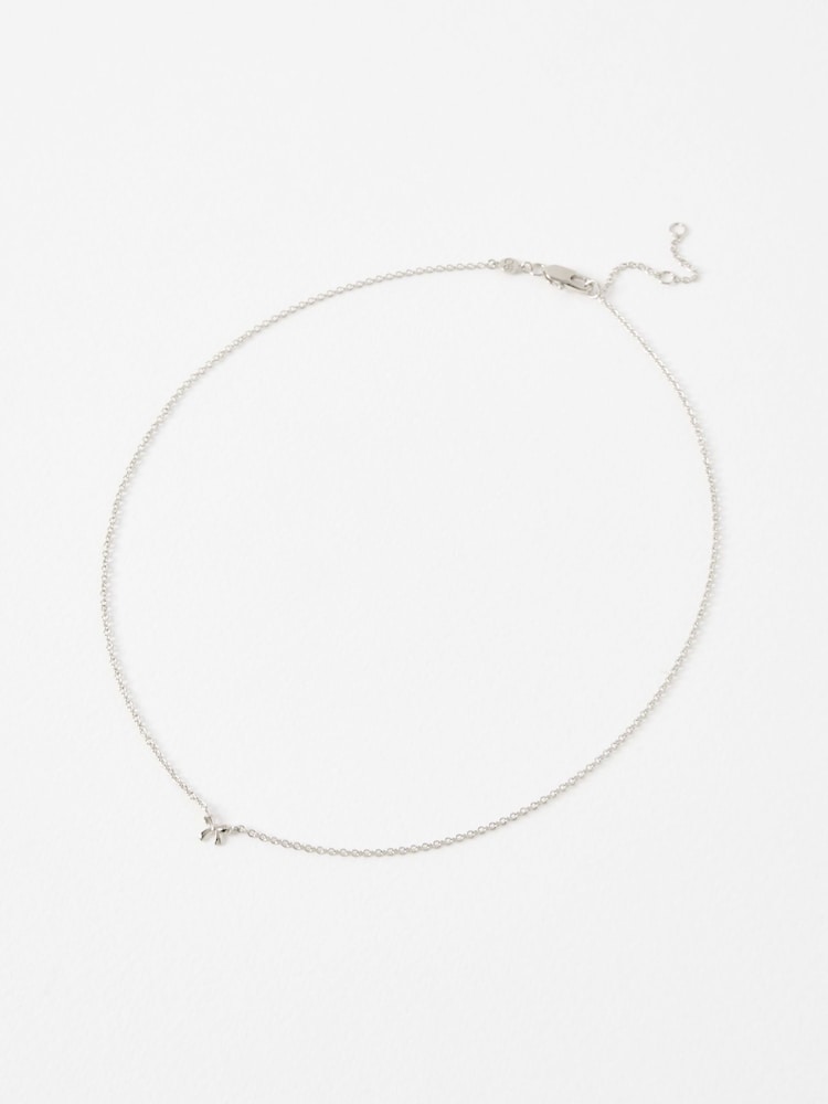 Oliver Bonas Silver Tone Paloma Sterling Mini Bow Necklace - Image 1 of 4