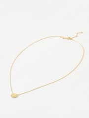 Oliver Bonas Gold Tone Emilia Engraved Disc Pendant Necklace - Image 1 of 4