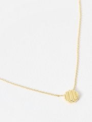 Oliver Bonas Gold Tone Emilia Engraved Disc Pendant Necklace - Image 2 of 4
