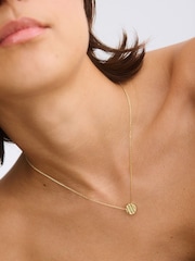 Oliver Bonas Gold Tone Emilia Engraved Disc Pendant Necklace - Image 4 of 4
