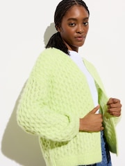 Oliver Bonas Green Chunky Open Front Knitted Cardigan - Image 1 of 8