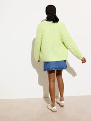 Oliver Bonas Green Chunky Open Front Knitted Cardigan - Image 2 of 8