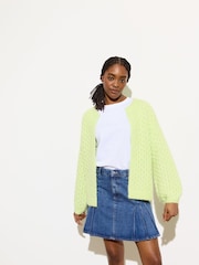Oliver Bonas Green Chunky Open Front Knitted Cardigan - Image 3 of 8