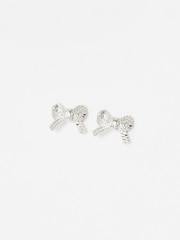 Oliver Bonas Silver Tone Bria Rope Texture Bow Stud Earrings - Image 1 of 5