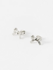 Oliver Bonas Silver Tone Bria Rope Texture Bow Stud Earrings - Image 2 of 5