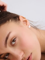 Oliver Bonas Silver Tone Bria Rope Texture Bow Stud Earrings - Image 4 of 5