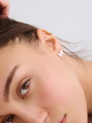 Oliver Bonas Silver Tone Bria Rope Texture Bow Stud Earrings - Image 5 of 5