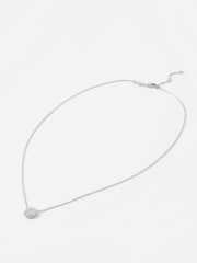 Oliver Bonas Silver Tone Emilia Engraved Disc Pendant Necklace - Image 1 of 4