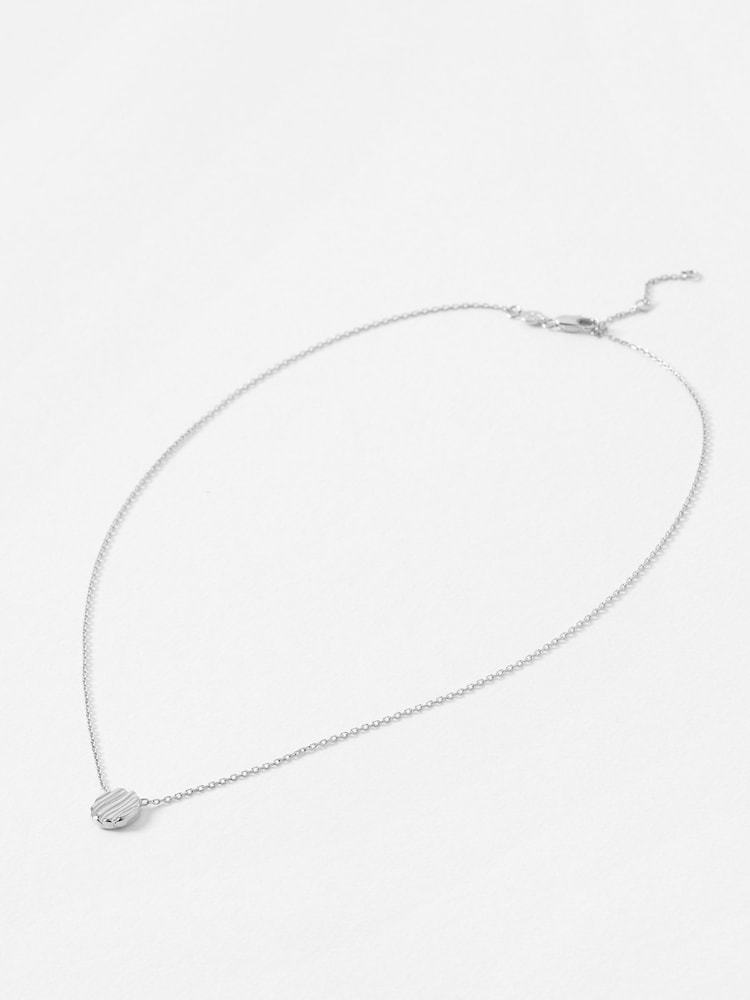 Oliver Bonas Silver Tone Emilia Engraved Disc Pendant Necklace - Image 1 of 4