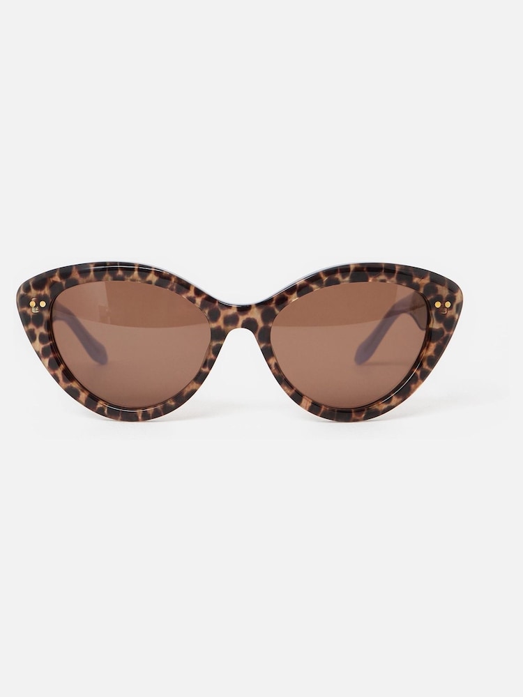 Oliver Bonas Brown Leopard Print Cat Eye Acetate Sunglasses - Image 1 of 6 Oliver Bonas Brown Leopard Print Cat Eye Acetate Sunglasses - Image 1 of 6
