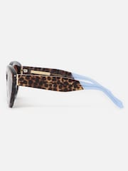 Oliver Bonas Brown Leopard Print Cat Eye Acetate Sunglasses - Image 2 of 6