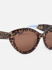 Oliver Bonas Brown Leopard Print Cat Eye Acetate Sunglasses - Image 4 of 6