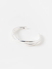 Oliver Bonas Silver Tone Petra Puffy Cross Over Cuff Bangle - Image 1 of 1