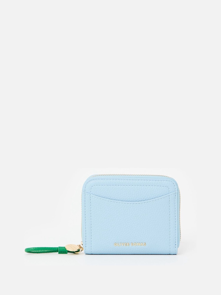 Oliver Bonas Blue Lola Light Zip Around Purse - Image 1 of 5