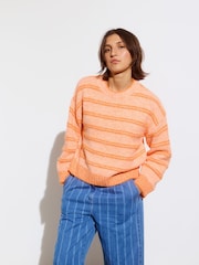 Oliver Bonas Orange Striped Knitted Jumper - Image 1 of 8