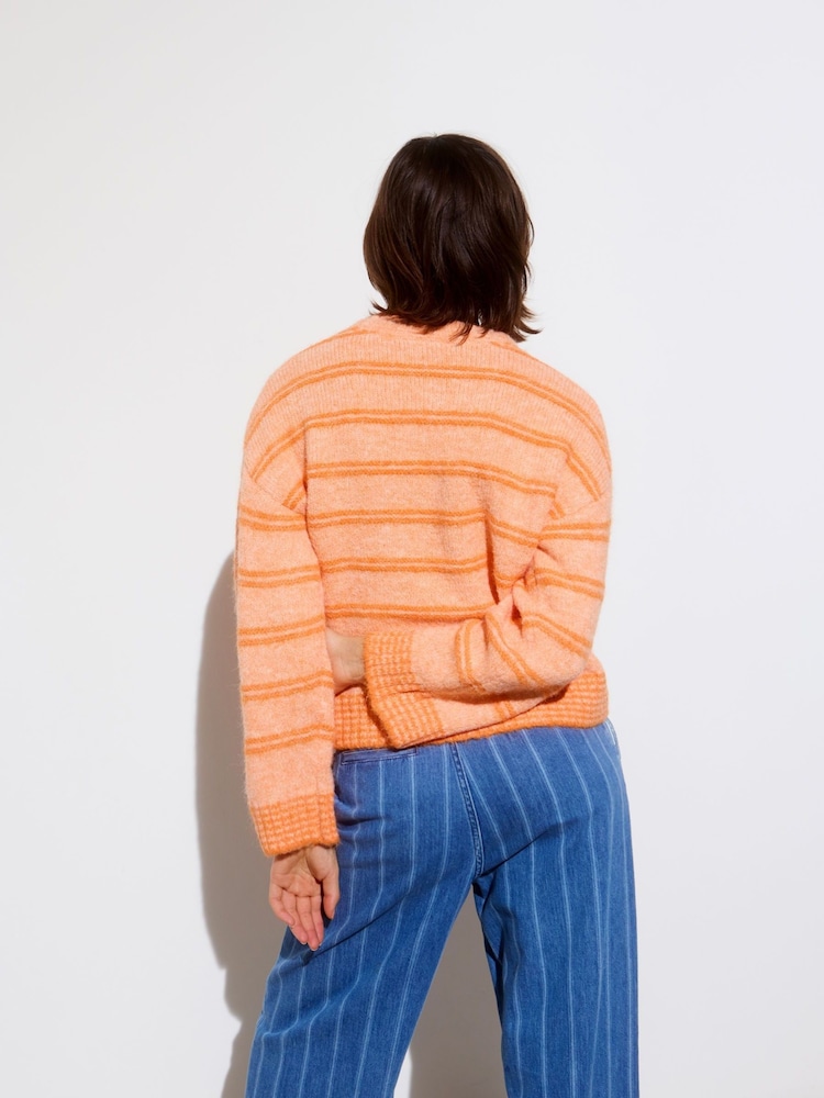 Oliver Bonas Orange Striped Knitted Jumper - Image 2 of 8