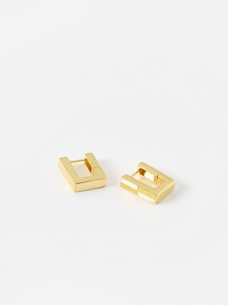 Oliver Bonas Gold Tone Gia Geometric Square Hoop Earrings - Image 1 of 4