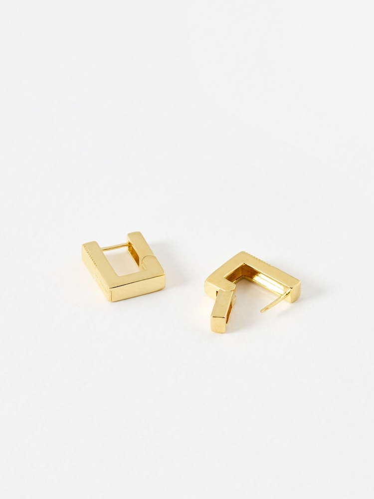 Oliver Bonas Gold Tone Gia Geometric Square Hoop Earrings - Image 2 of 4